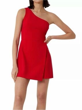 French Connection Whisper One Shoulder Red Mini Dress | Size 4